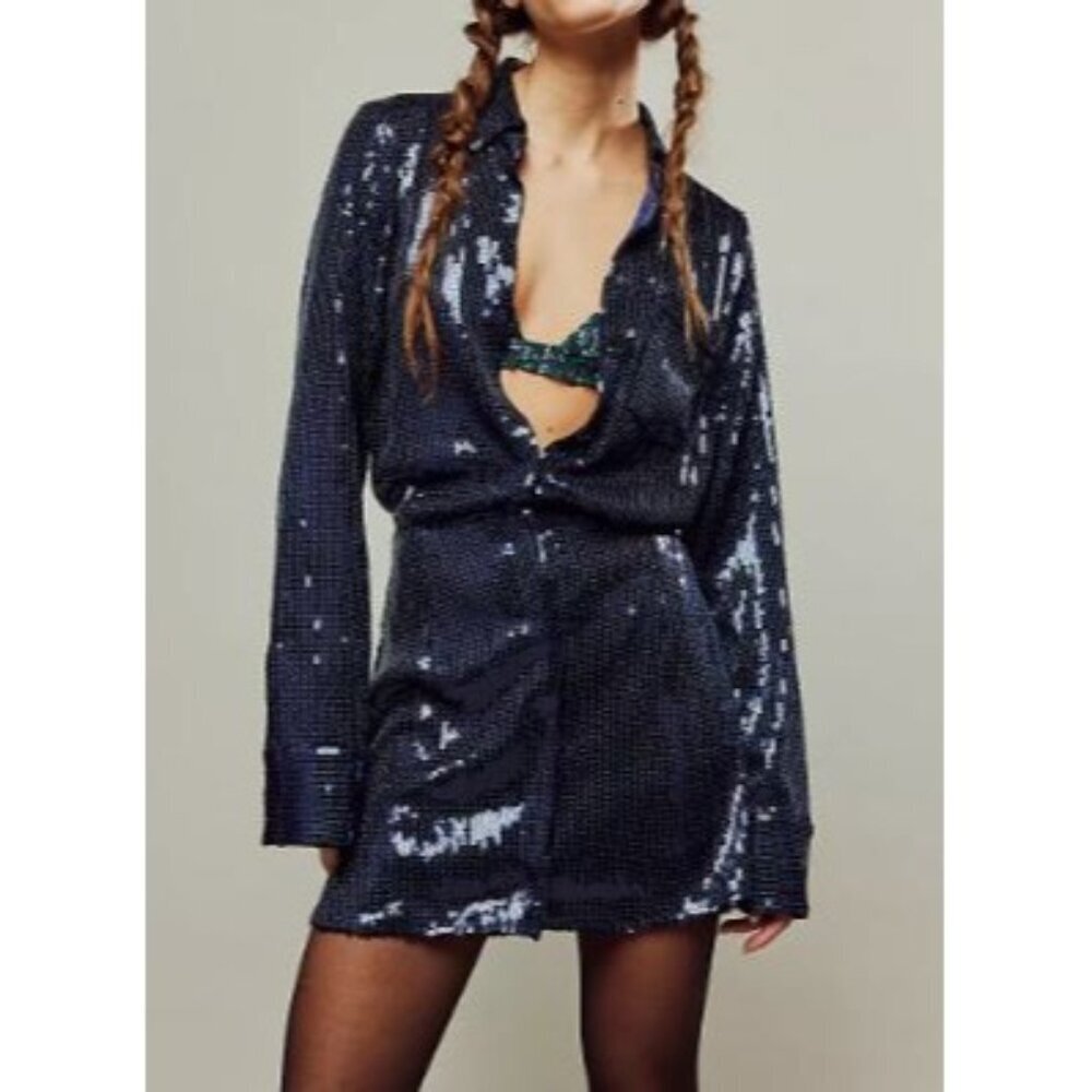 Free People Sophie Sequin Mini Dress Women Size Small P NWT Night Out FLAWED